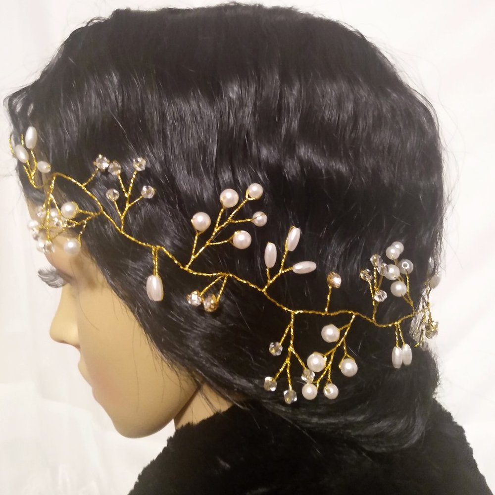 Gold Pearl Vine-Bridal Hair Jewelry-Wedding Hair Accessory-Bridesmaid Hair Piece